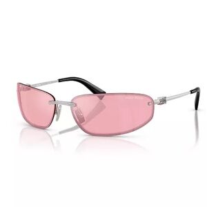 Miu Miu Pink Rimless Sunglasses with Silver Temples
